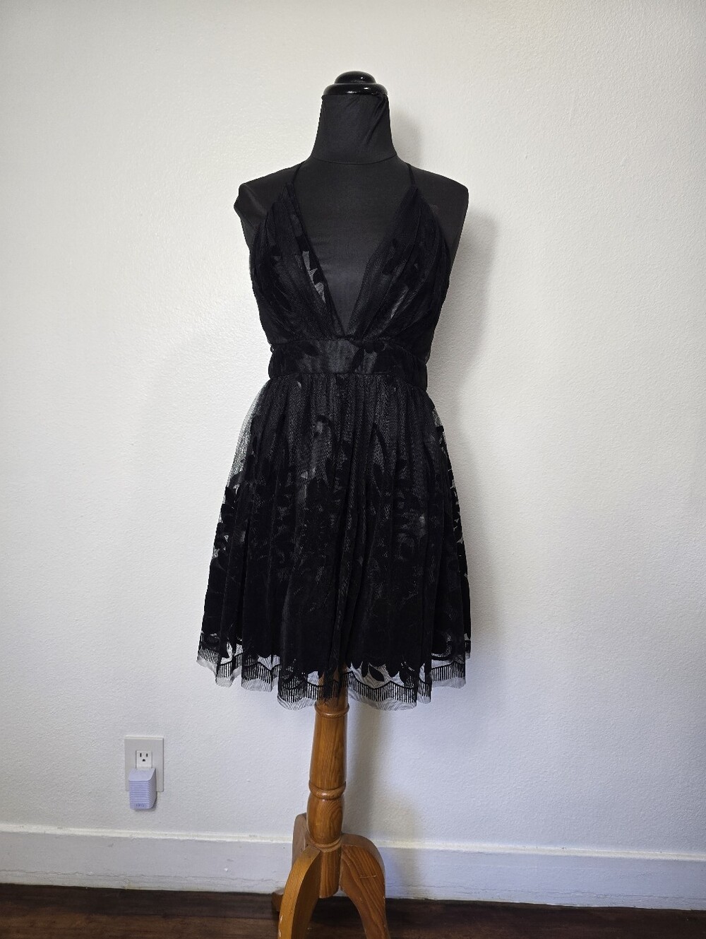 The Vintage Shop Elegant Black V-Neck Cocktail Dress. #fairygoth